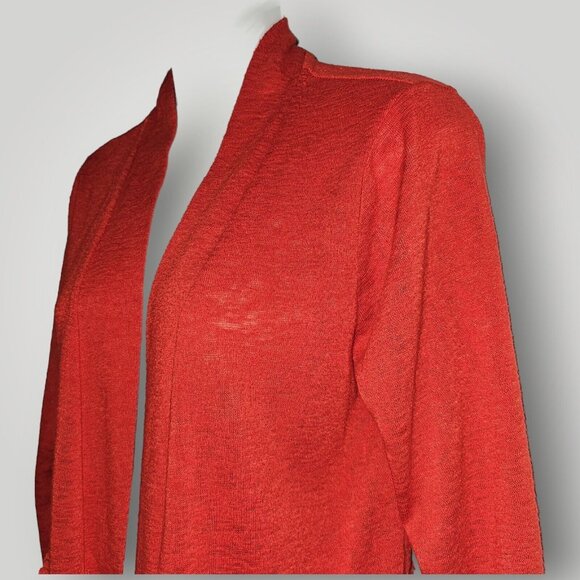 Bobeau Women's M RED Rayon Blend Semi Sheer Long Sleeve Open Front Cardigan - Picture 6 of 11